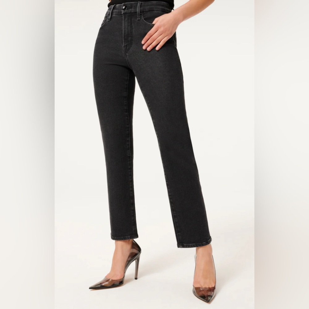 Good American Black Side Slit Jeans
